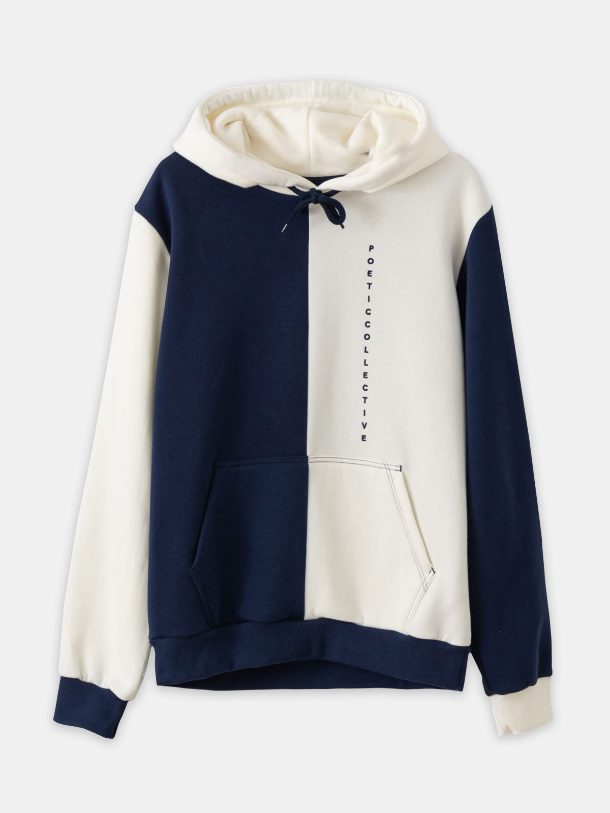 Poetic Collective Block Color Hoodie Off White Navy
