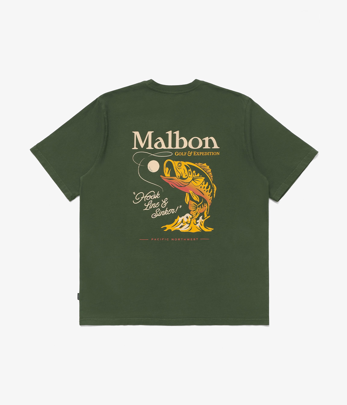 ■Malbon Golf■ Garment Dying Toko T-shirt GREEN MAN Malbon Golf T-shirt Sinker Tee Forest