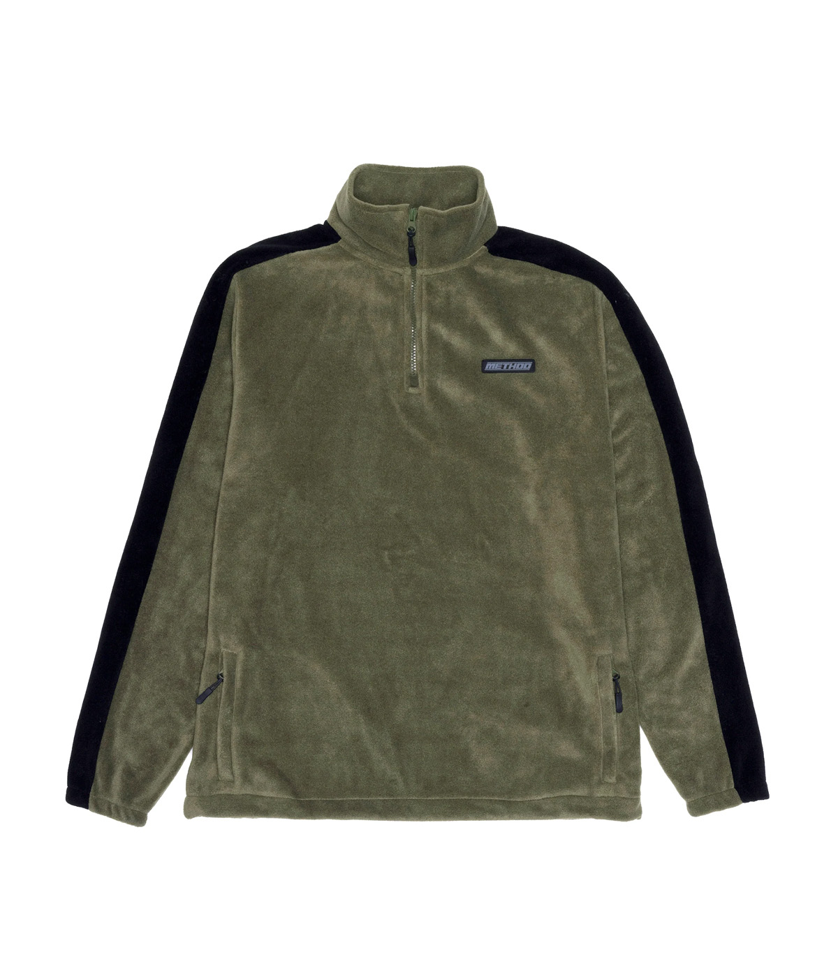 Method - Method Fast Times 1/4 Zip Fleece Sweater - Khaki/Black - XS