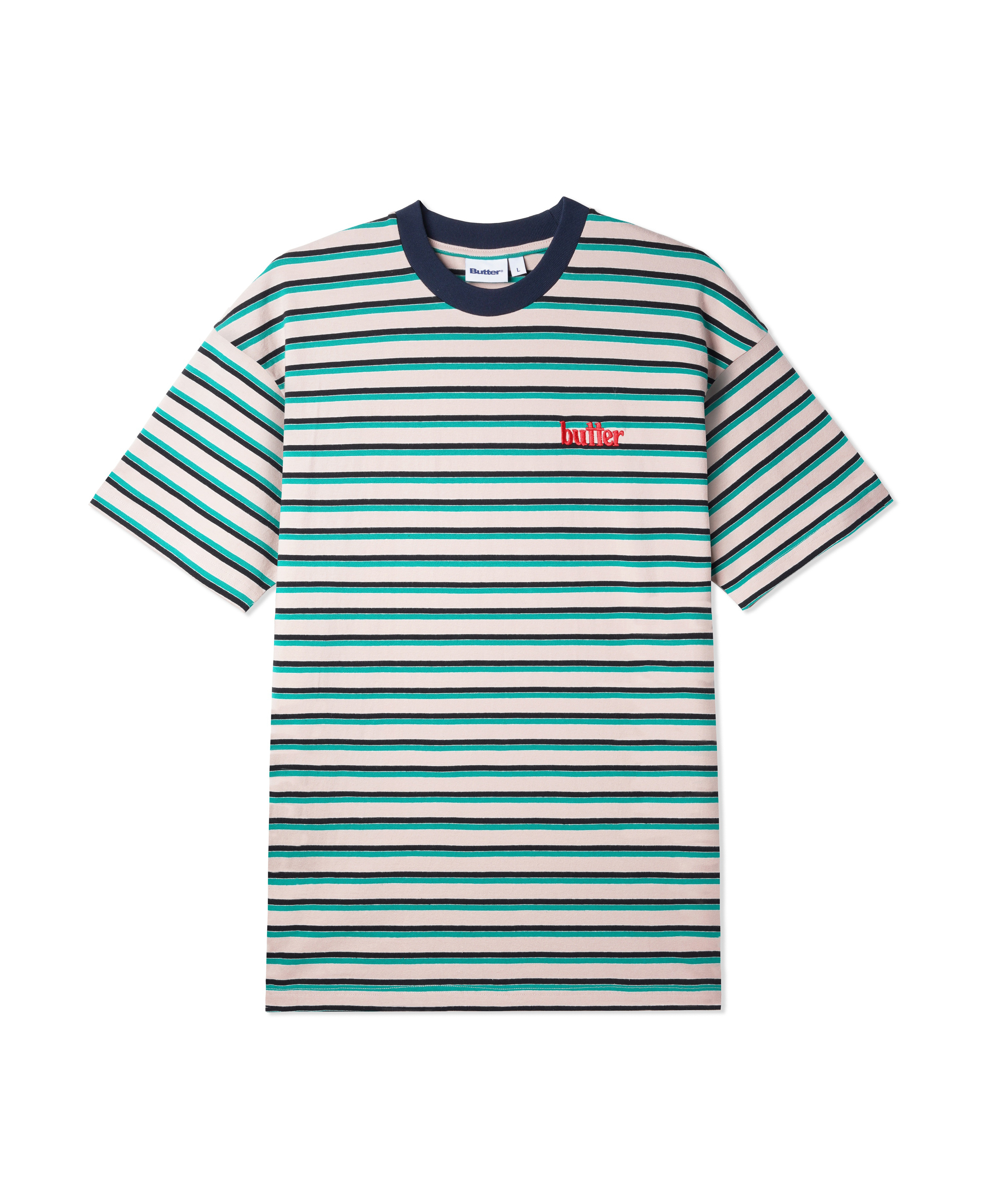 Butter Goods - Thomas Stripe T-shirt - Peach/Green - XL
