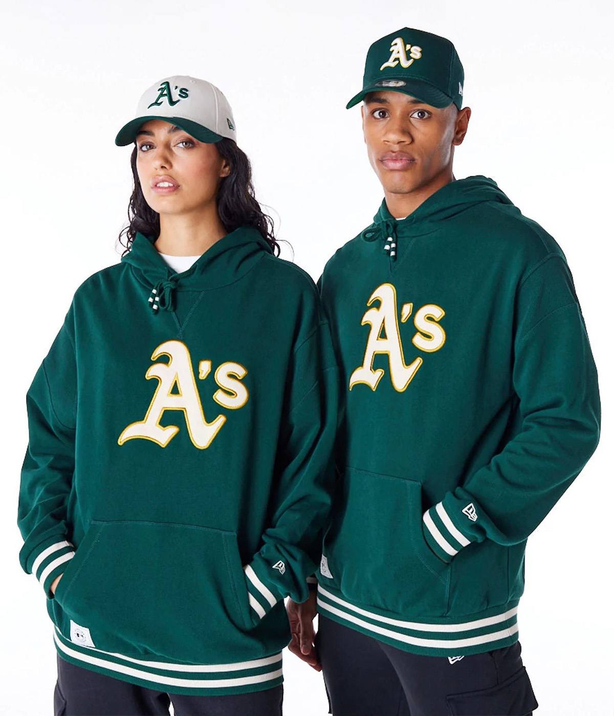 New Era Hoodie Mlb Rib Infill Os Hoodie Oakland Athletics Green
