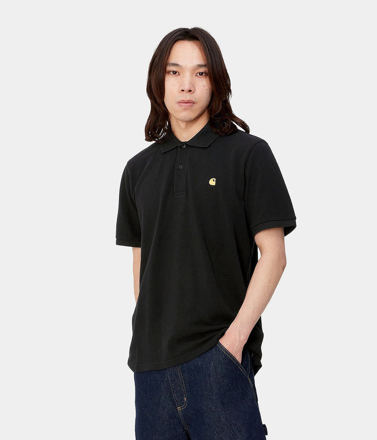Carhartt - Polo S/S Chase Pique - Black / Gold - XXL