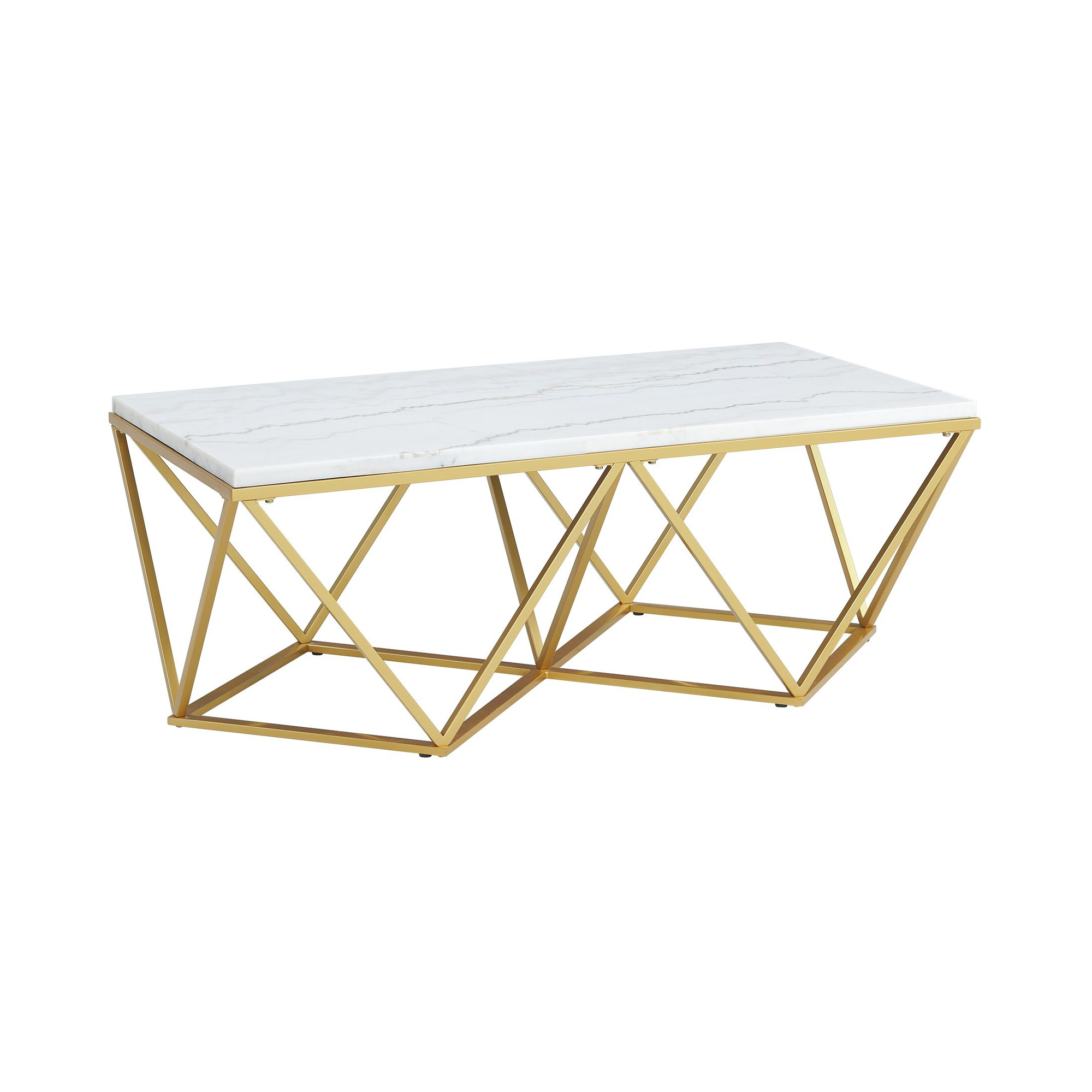 Riko Rectangular Coffee Table W/Gold Metal Leg