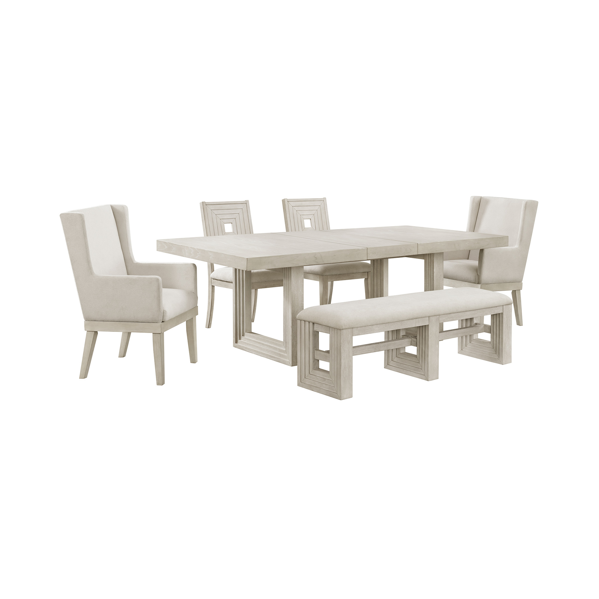 Avalanche Antique 6PC Standard Set w/Arm Chairs & Bench