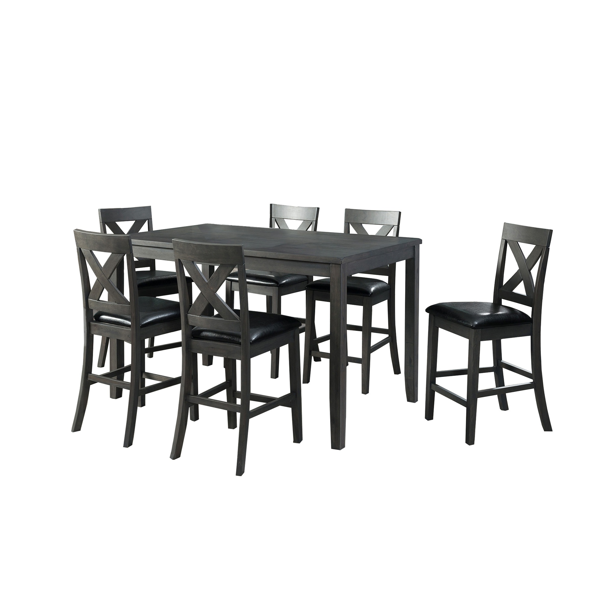 Alex 60" 7 PC Counter Set ( Table with PU Seat)