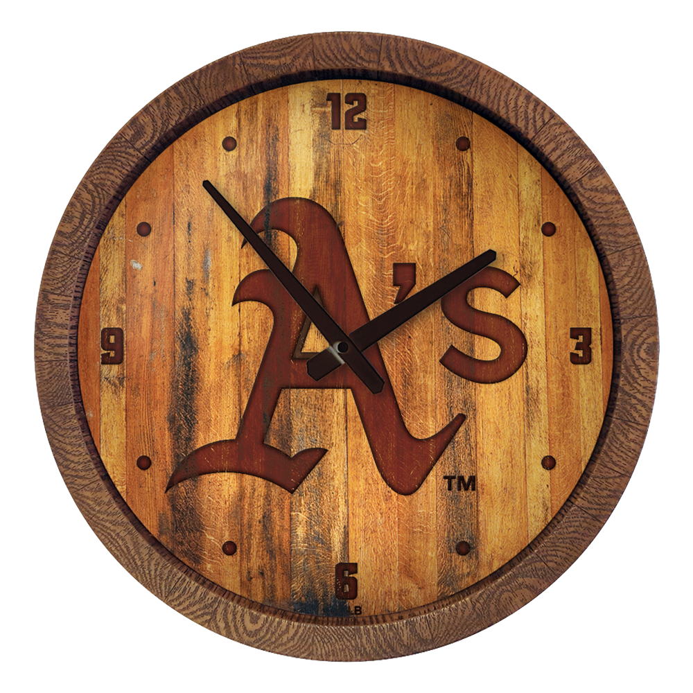 Oakland Athletics Logo - Branded "Faux" Barrel Top Clock  