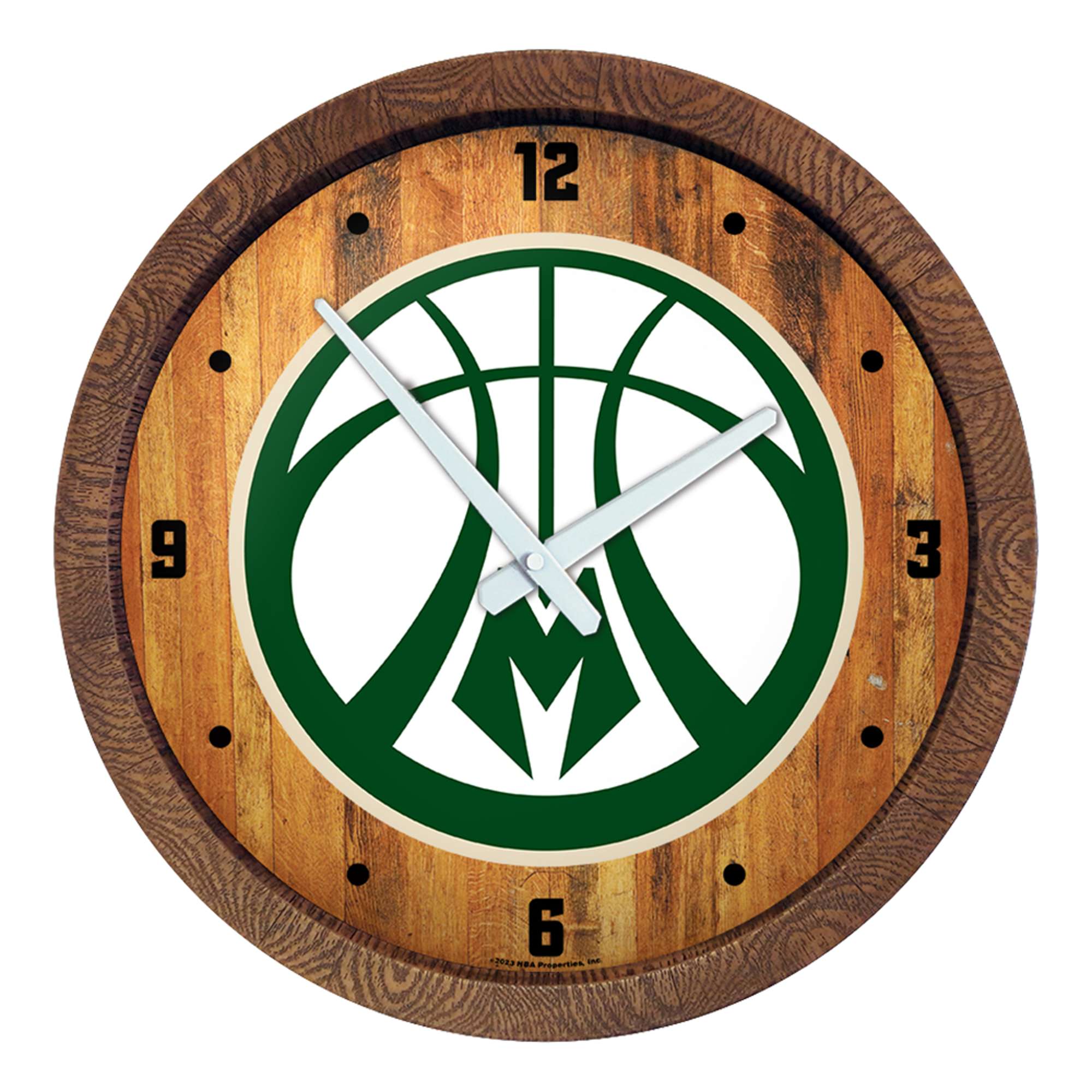Milwaukee Bucks: Logo - "Faux" Barrel Top Clock    