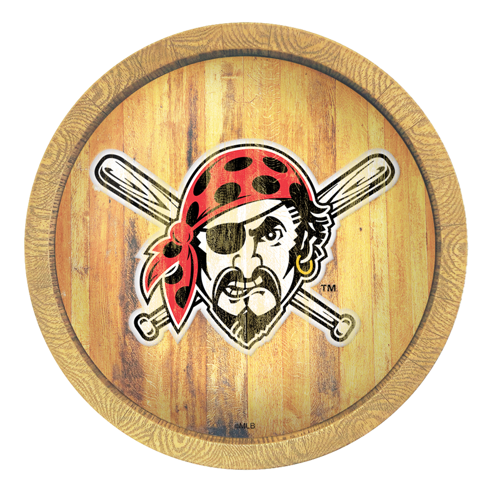 Pittsburgh Pirates Pirate - Weathered "Faux" Barrel Top Sign  