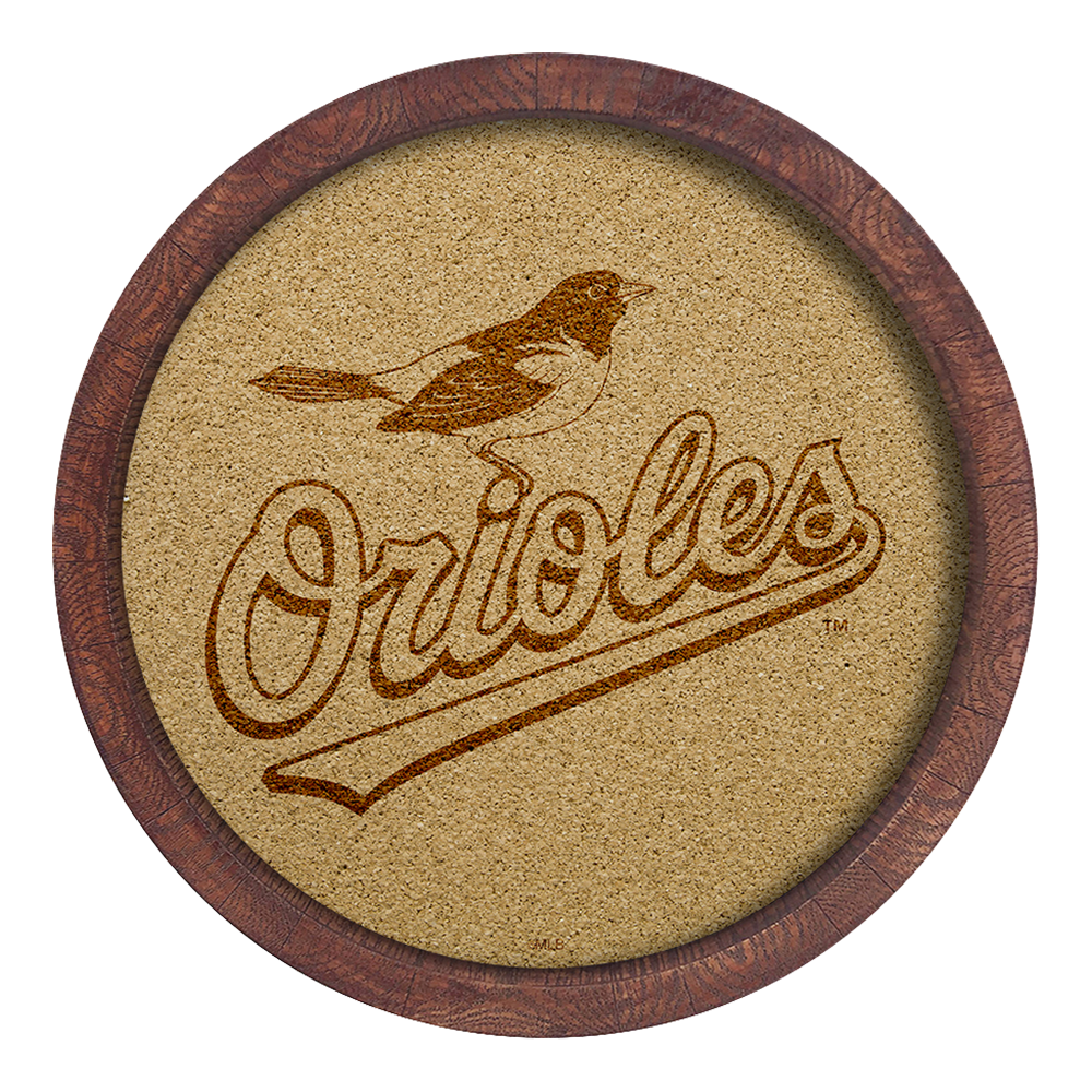 Baltimore Orioles "Faux" Barrel Framed Cork Board  