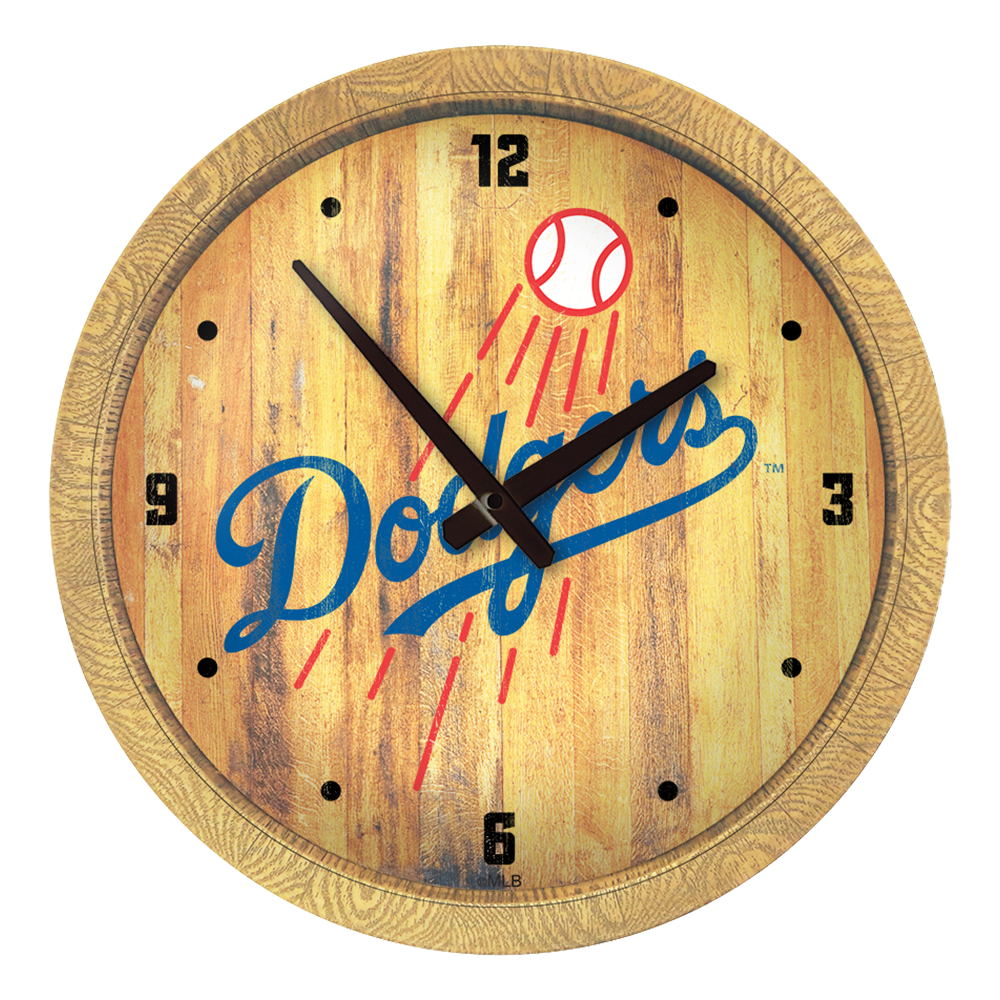 Los Angeles Dodgers Weathered "Faux" Barrel Top Clock  