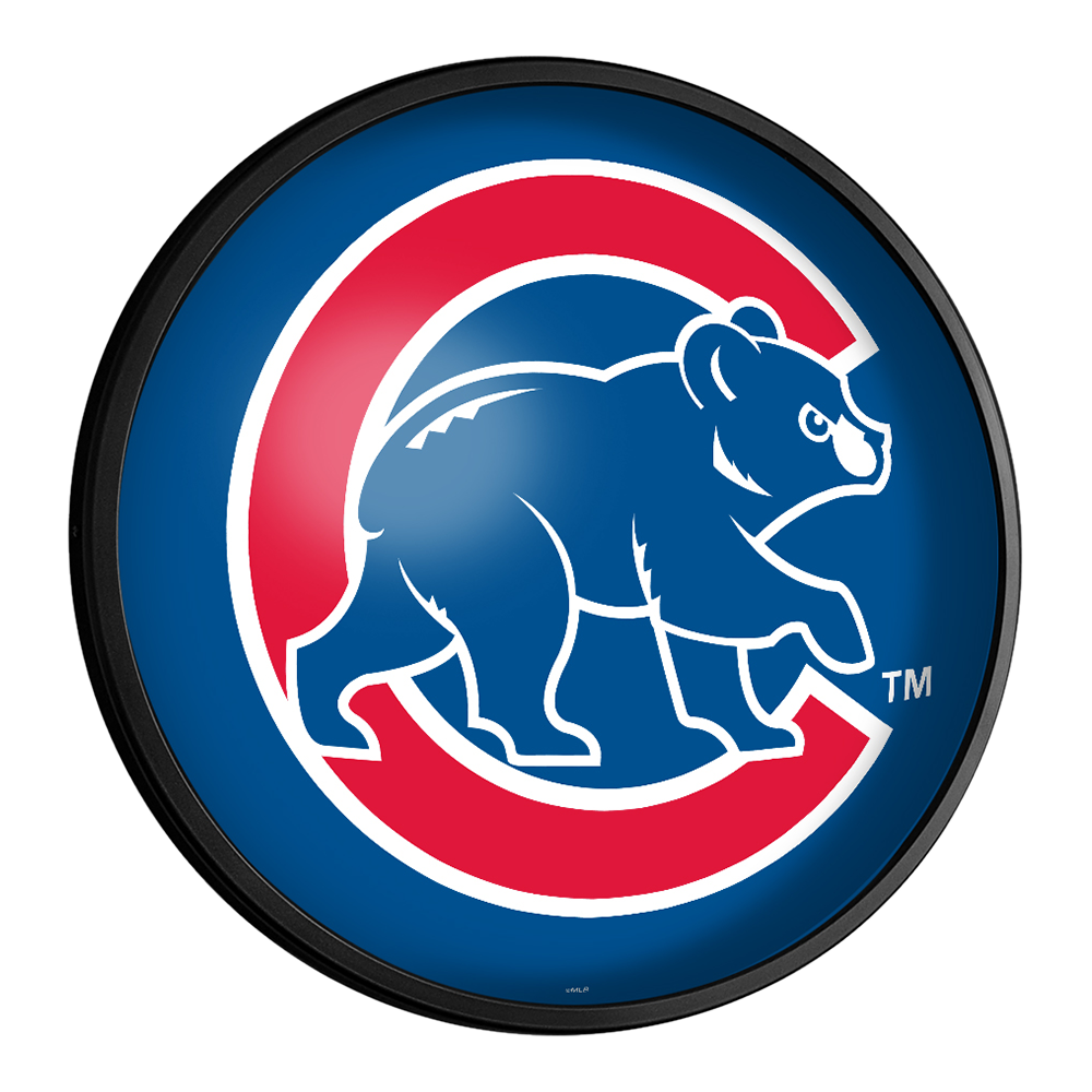 Chicago Cubs Alternate Logo - Round Slimline Lighted Wall Sign  