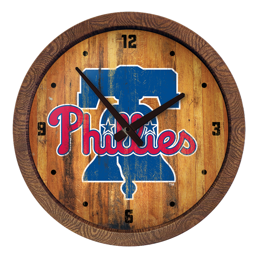 Philadelphia Phillies Weathered "Faux" Barrel Top Clock  