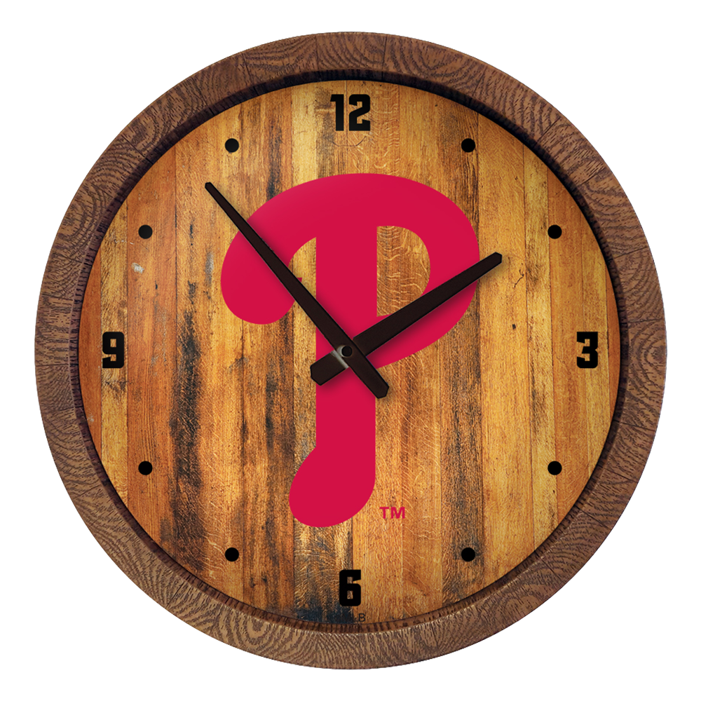 Philadelphia Phillies Logo - "Faux" Barrel Top Clock  