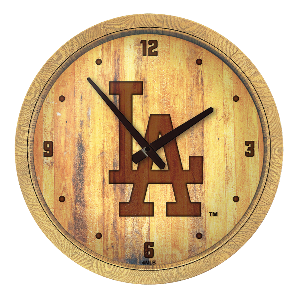 Los Angeles Dodgers Logo - Branded "Faux" Barrel Top Clock  