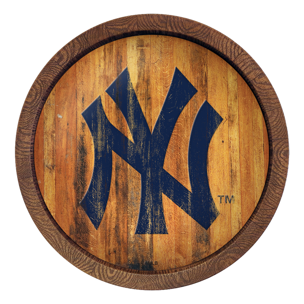 New York Yankees Logo - Weathered "Faux" Barrel Top Sign  