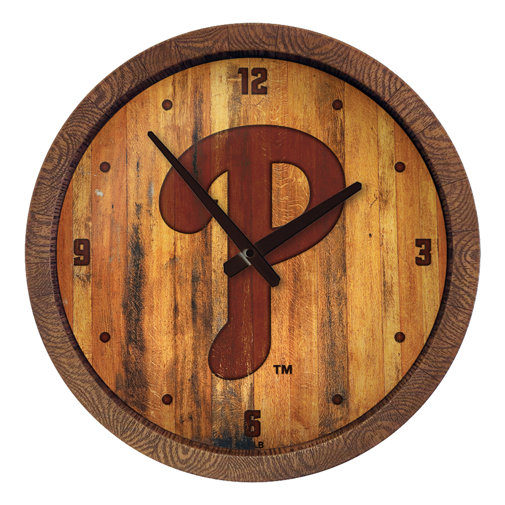 Philadelphia Phillies Logo - Branded "Faux" Barrel Top Clock  