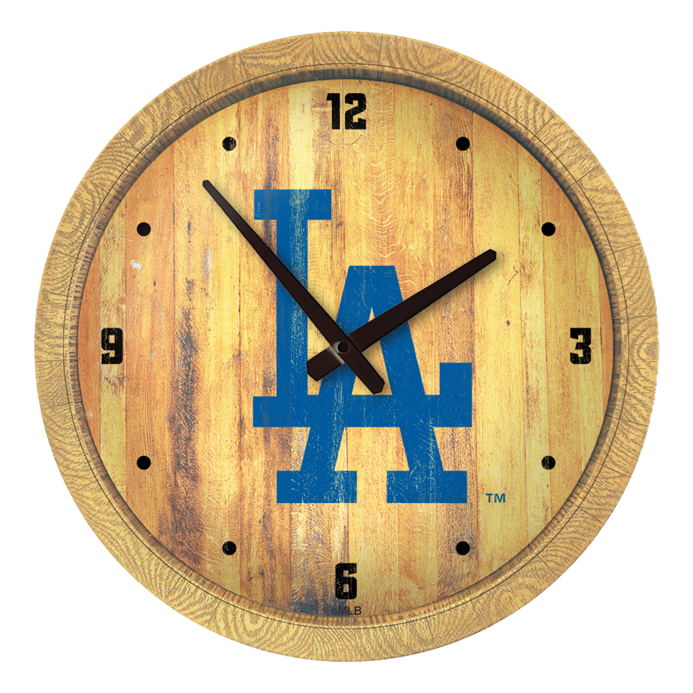Los Angeles Dodgers Logo - Weathered "Faux" Barrel Top Clock  