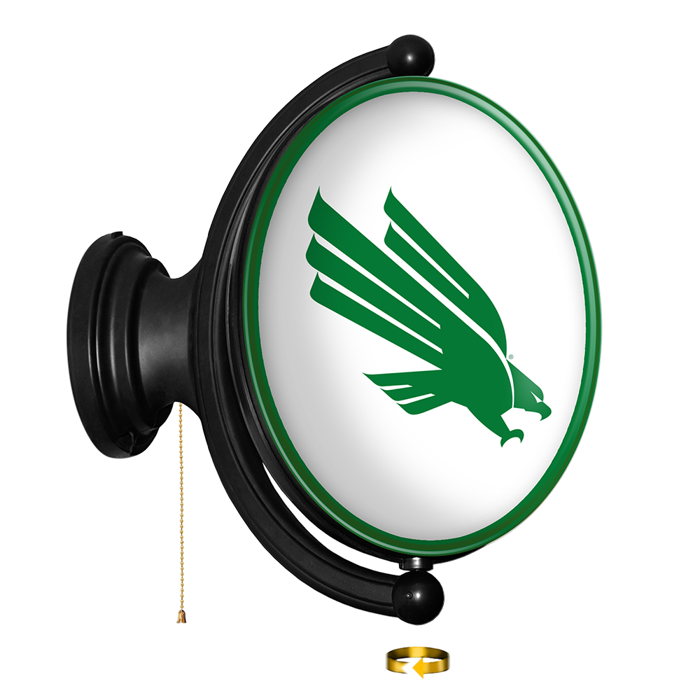 North Texas Mean Green White - Original Oval Rotating Lighted Wall Sign