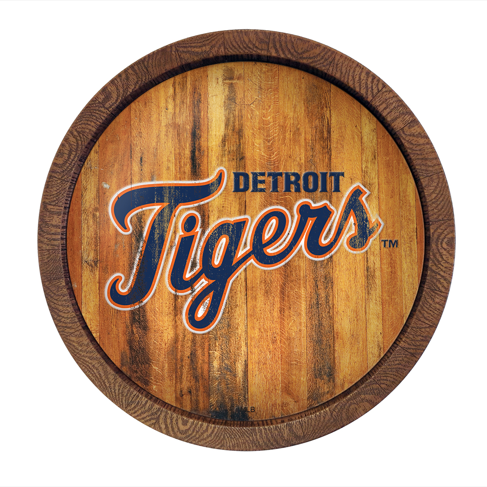 Detroit Tigers: Weathered "Faux" Barrel Top Sign   