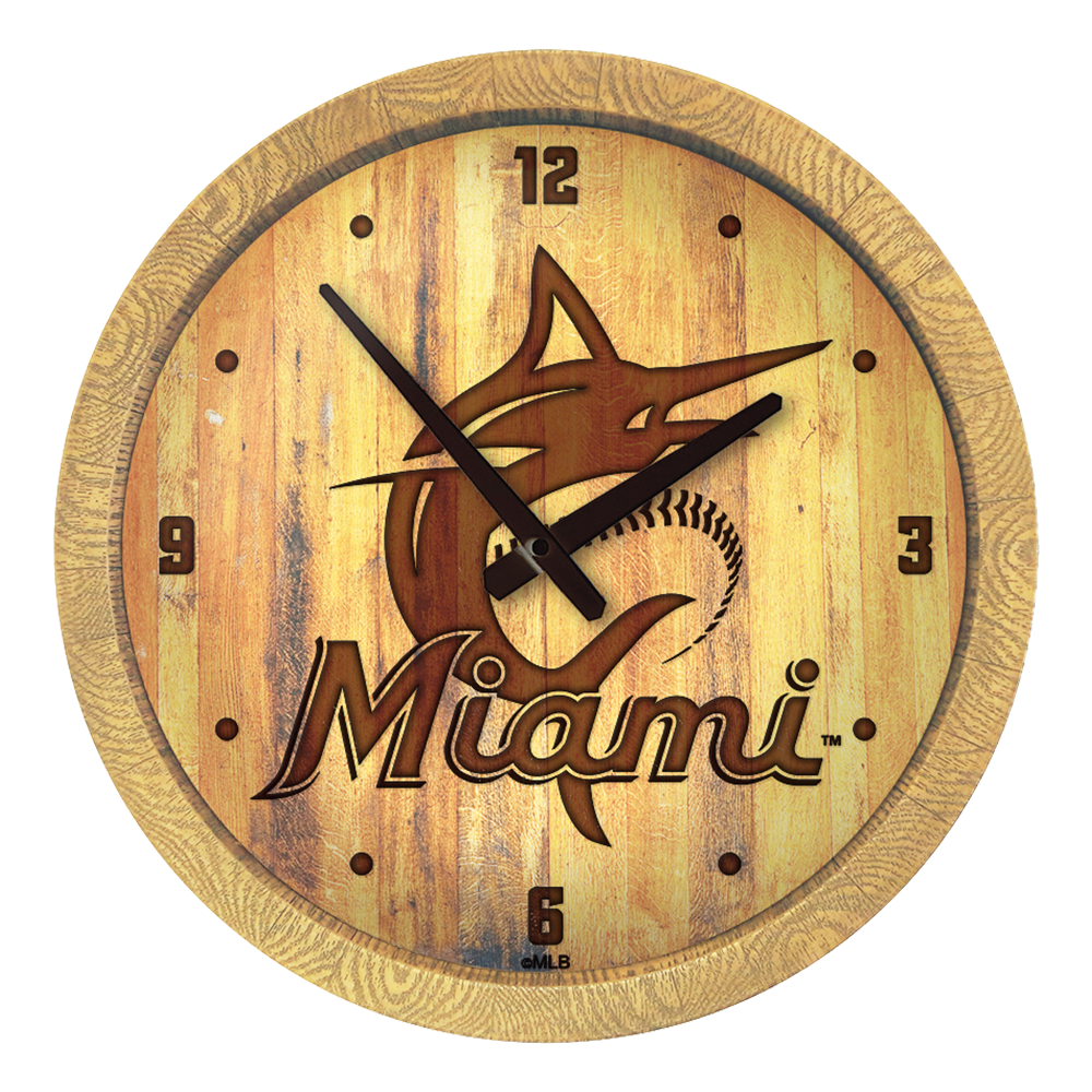 Miami Marlins Branded "Faux" Barrel Top Clock  