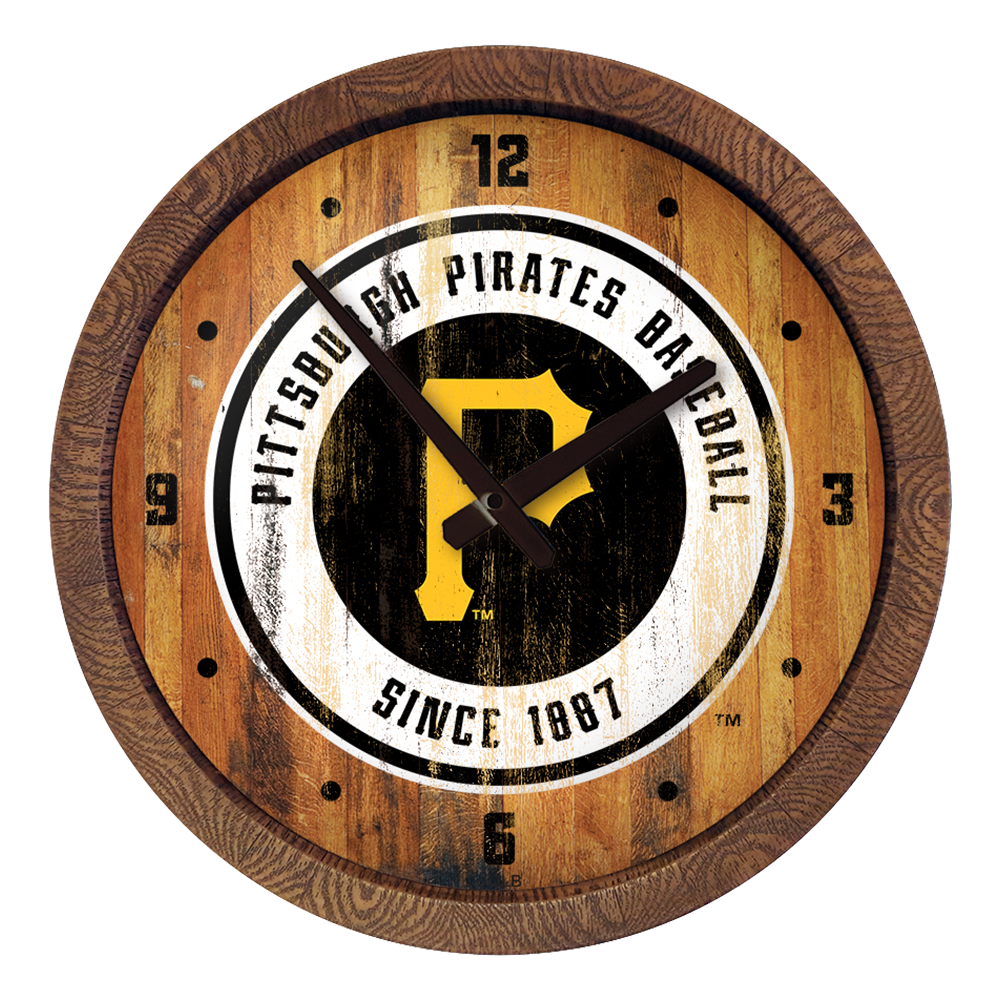 Pittsburgh Pirates Weathered "Faux" Barrel Top Clock  