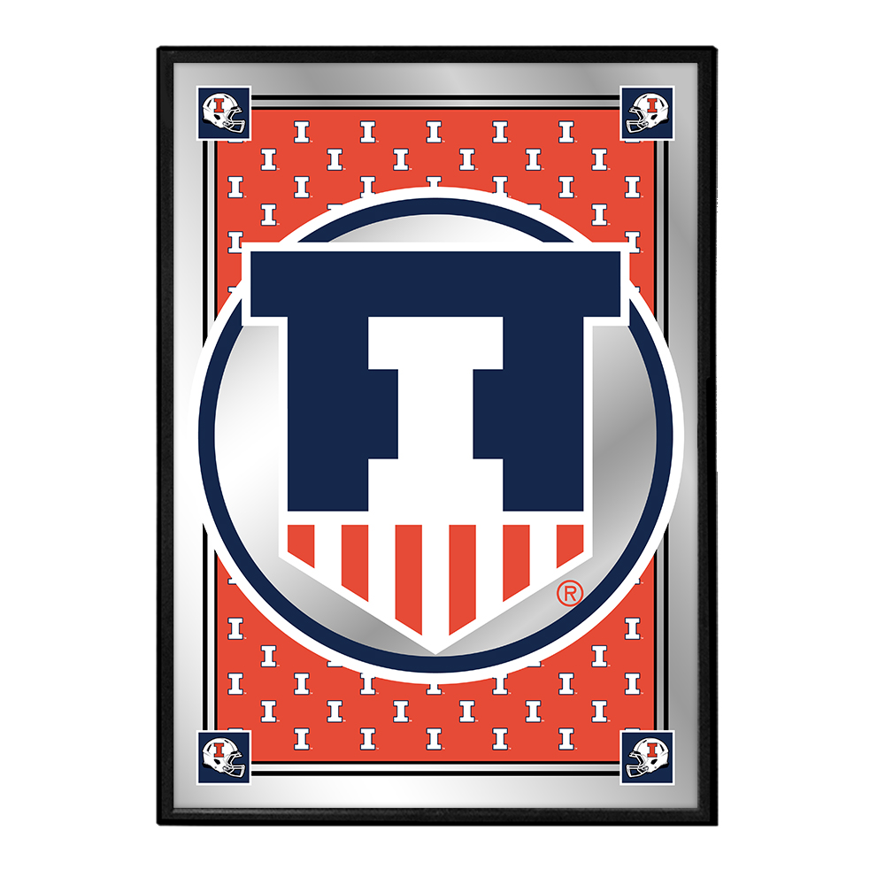 Illinois Fighting Illini Team Spirit, Badge - Framed Mirrored Wall Sign  