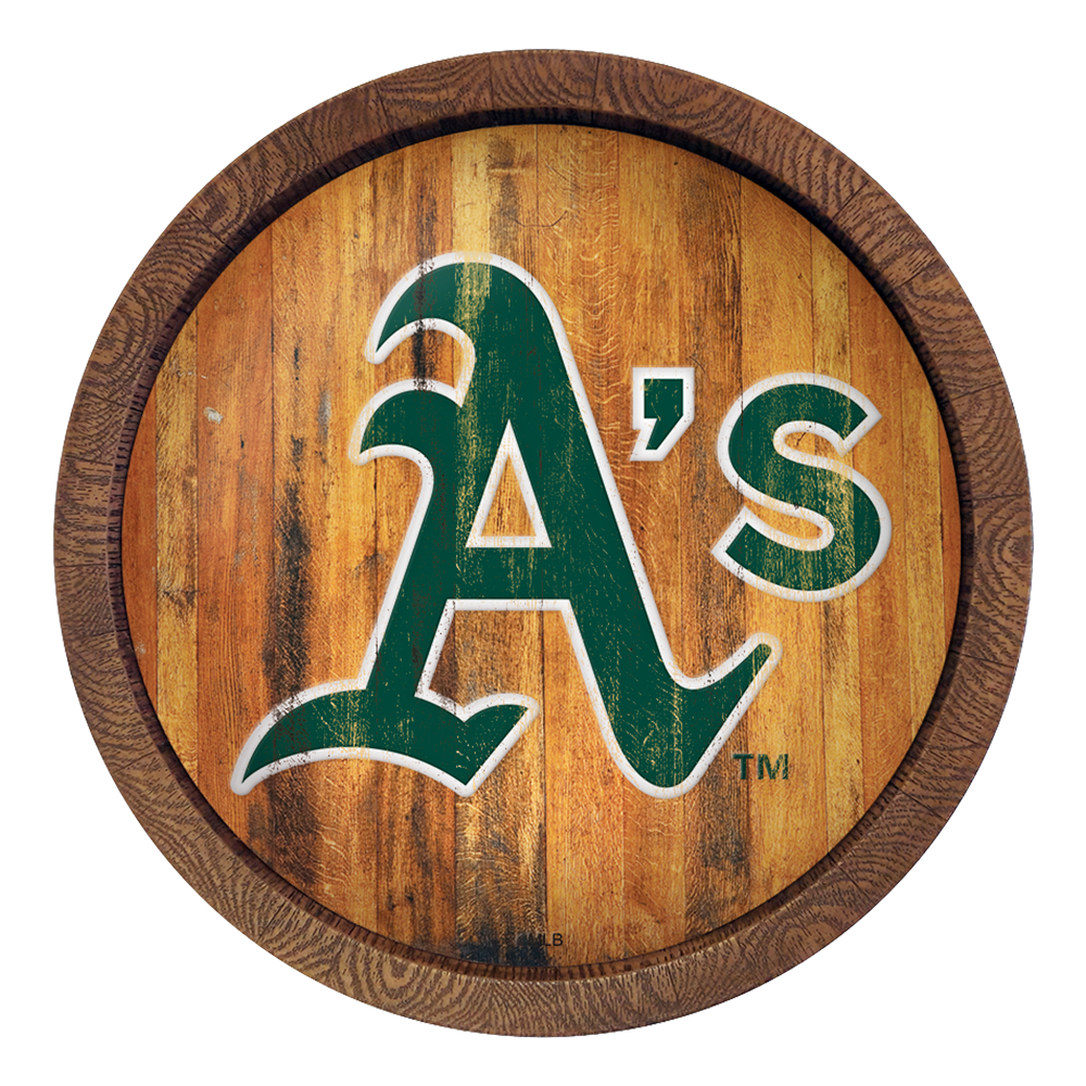 Oakland Athletics Logo - Weathered "Faux" Barrel Top Sign  
