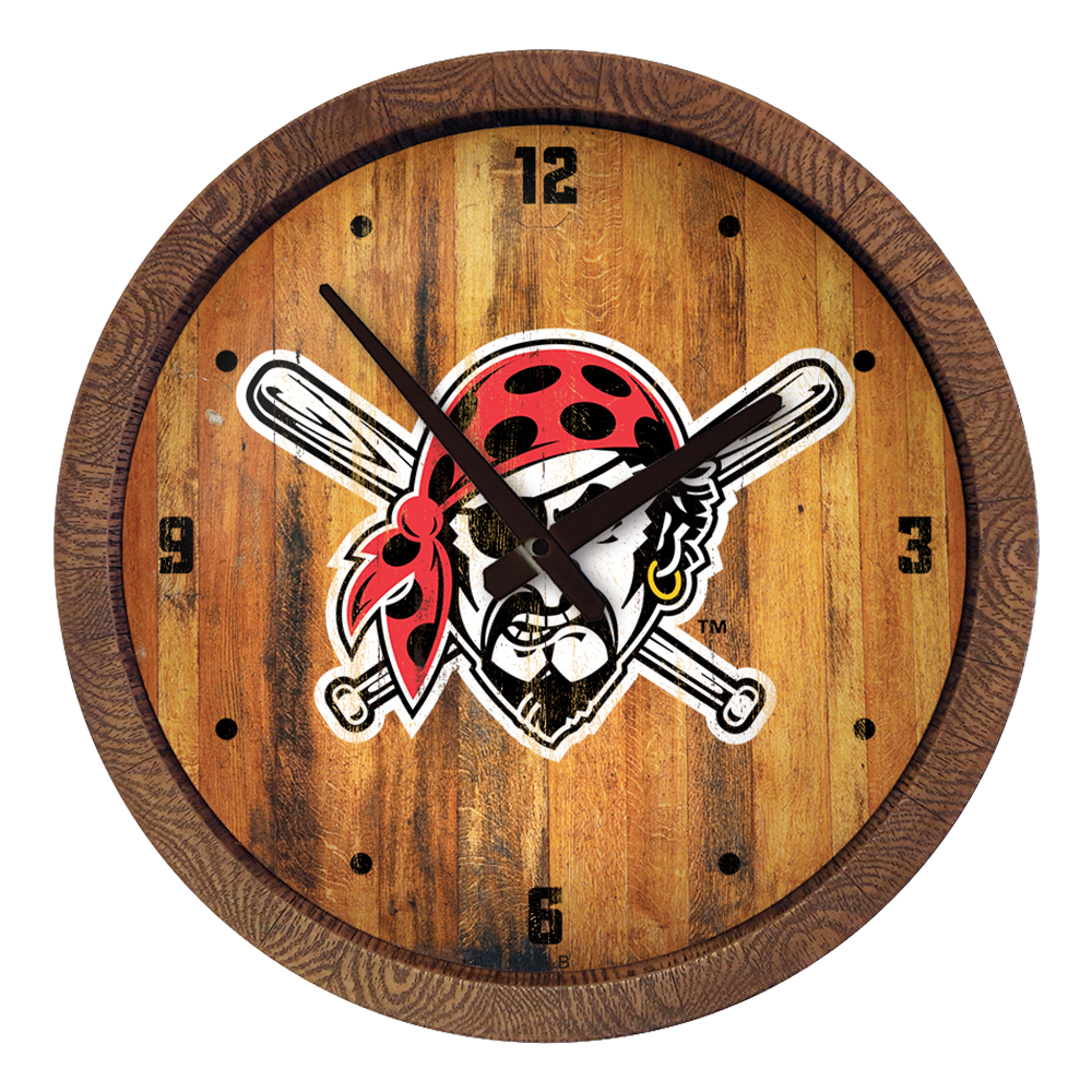 Pittsburgh Pirates Pirate - Weathered "Faux" Barrel Top Clock  