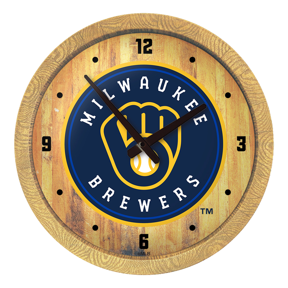 Milwaukee Brewers "Faux" Barrel Top Clock  