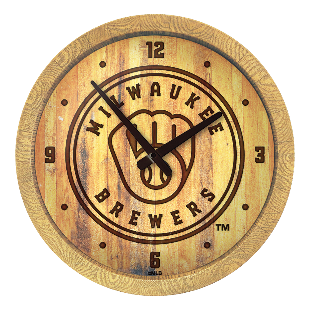 Milwaukee Brewers Branded "Faux" Barrel Top Clock  