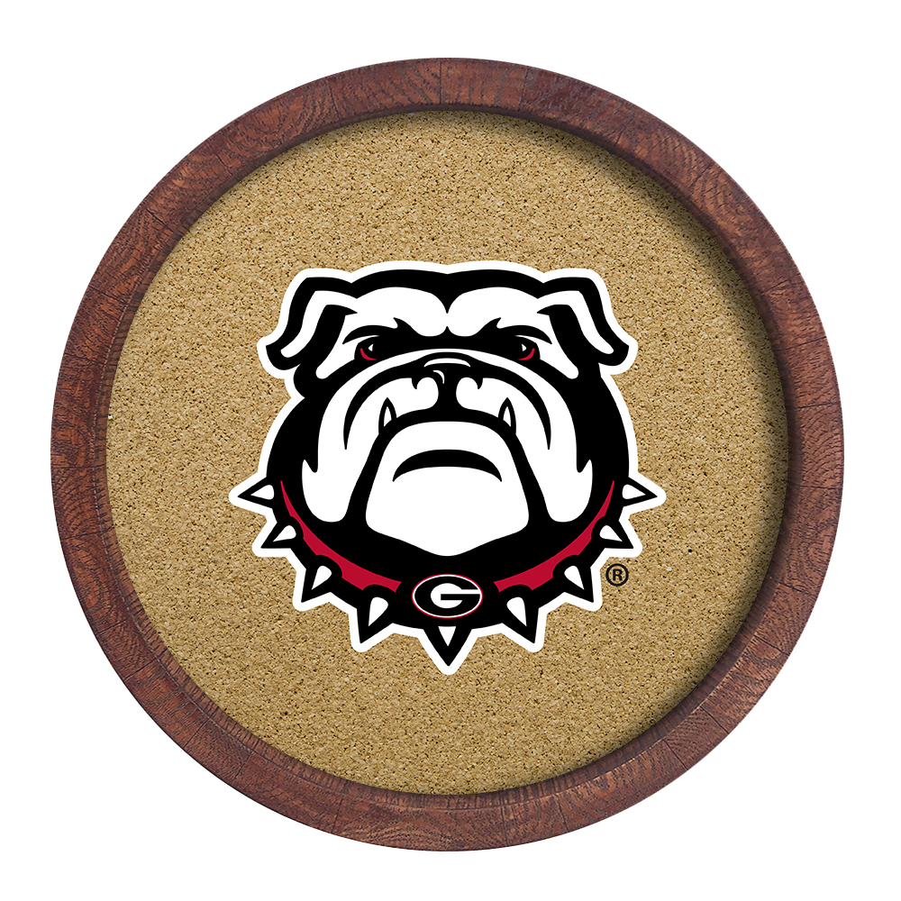 Georgia Bulldogs Mascot - "Faux" Barrel Framed Cork Board  