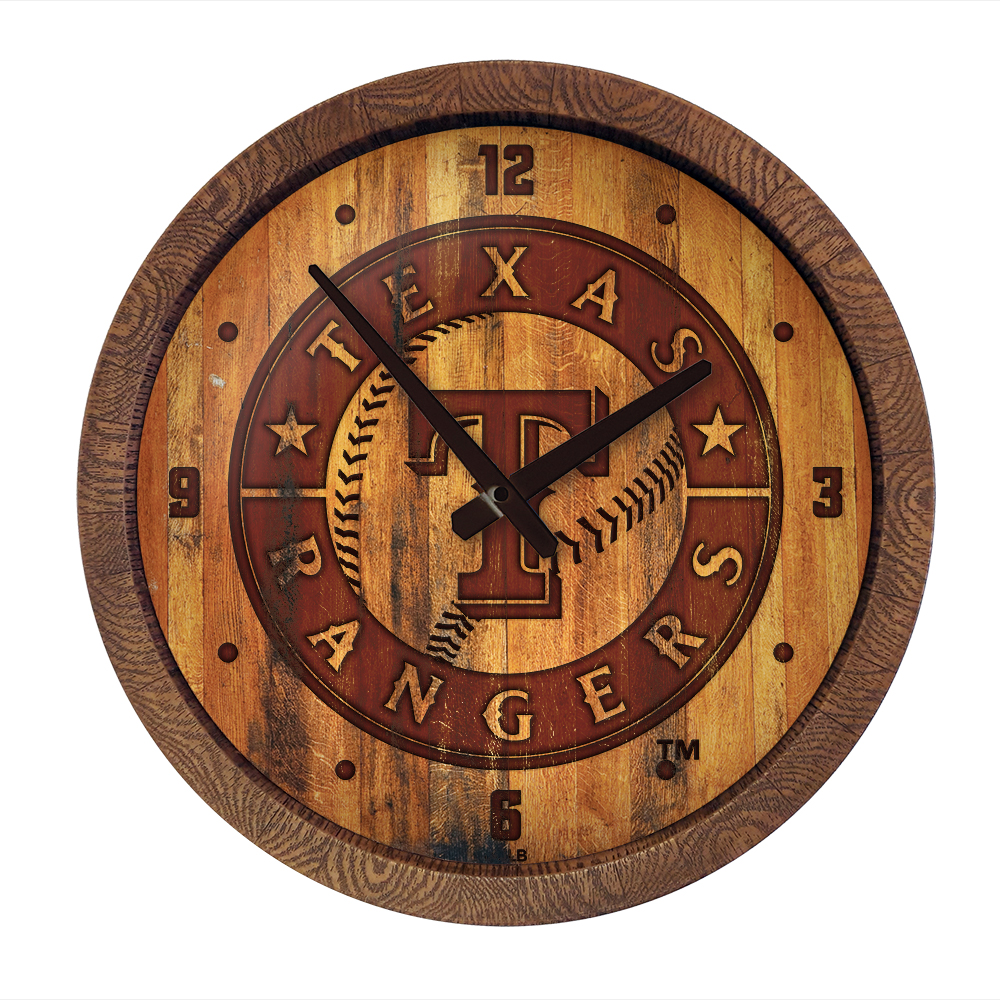 Texas Rangers: Branded "Faux" Barrel Top Clock   