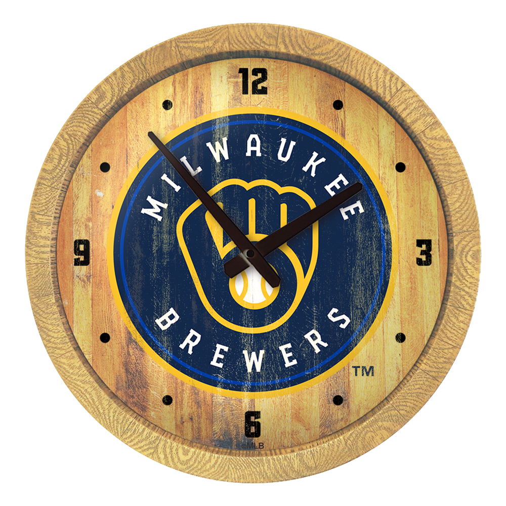 Milwaukee Brewers Weathered "Faux" Barrel Top Clock  