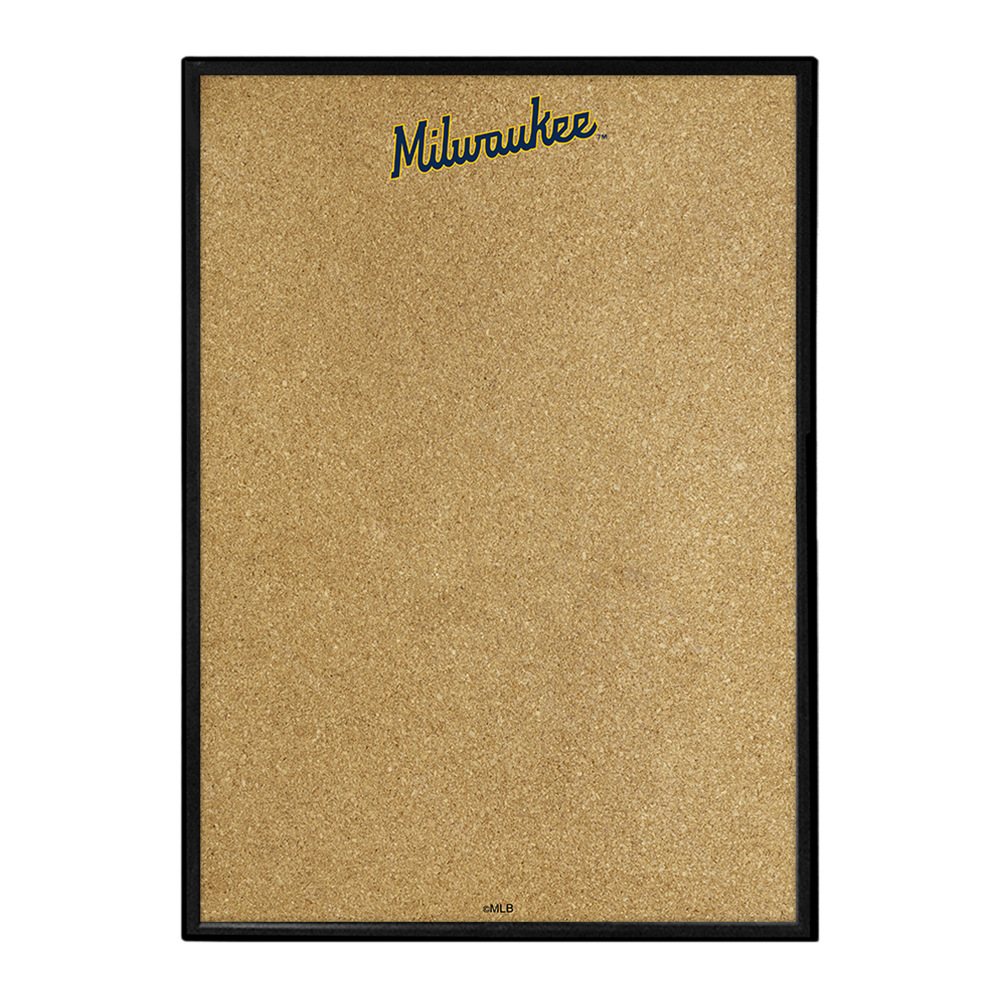 Milwaukee Brewers Wordmark - Framed Corkboard  