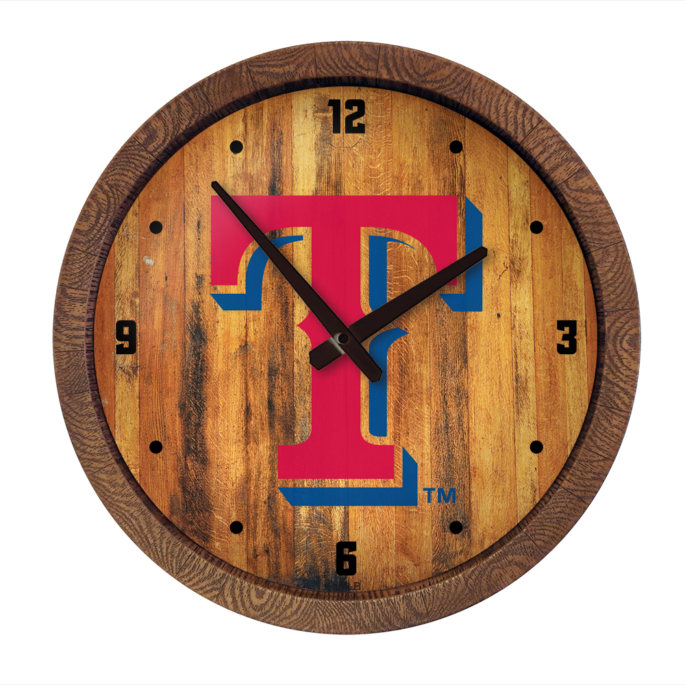 Texas Rangers: Logo - "Faux" Barrel Top Clock   