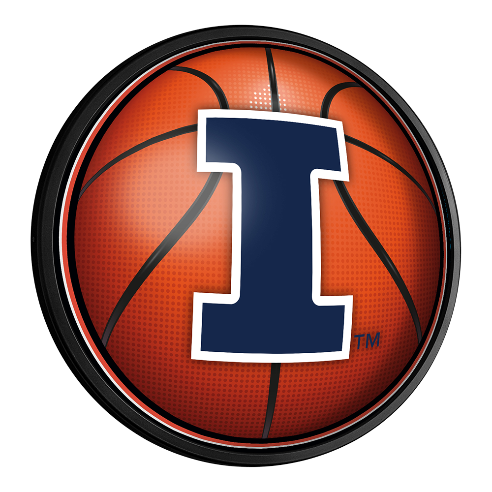 Illinois Fighting Illini Basketball - Round Slimline Lighted Wall Sign
