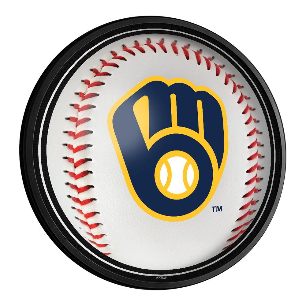 Milwaukee Brewers Baseball - Round Slimline Lighted Wall Sign  