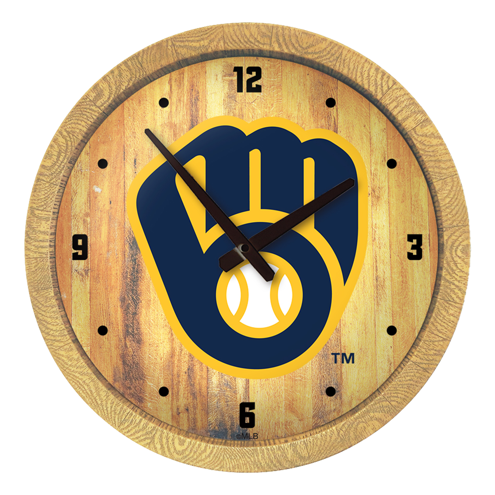 Milwaukee Brewers Logo - "Faux" Barrel Top Clock  