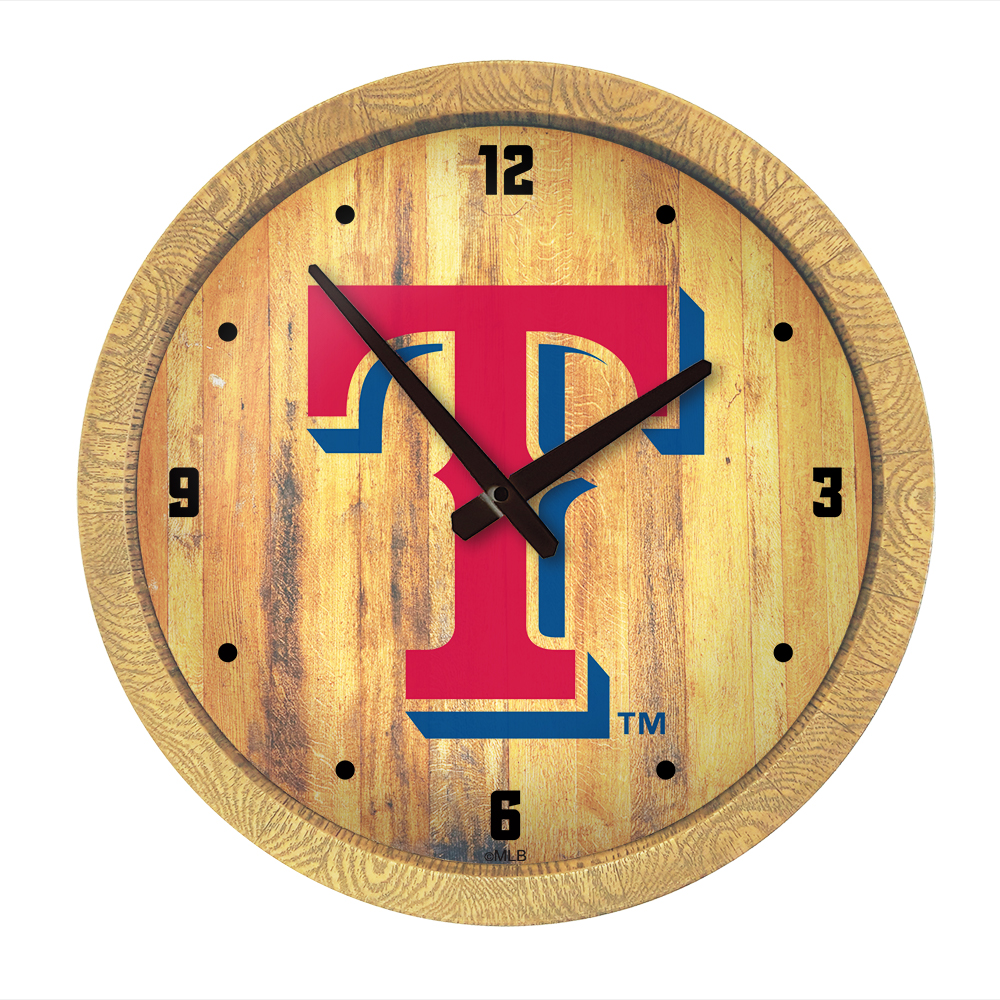 Texas Rangers: Logo - "Faux" Barrel Top Clock   