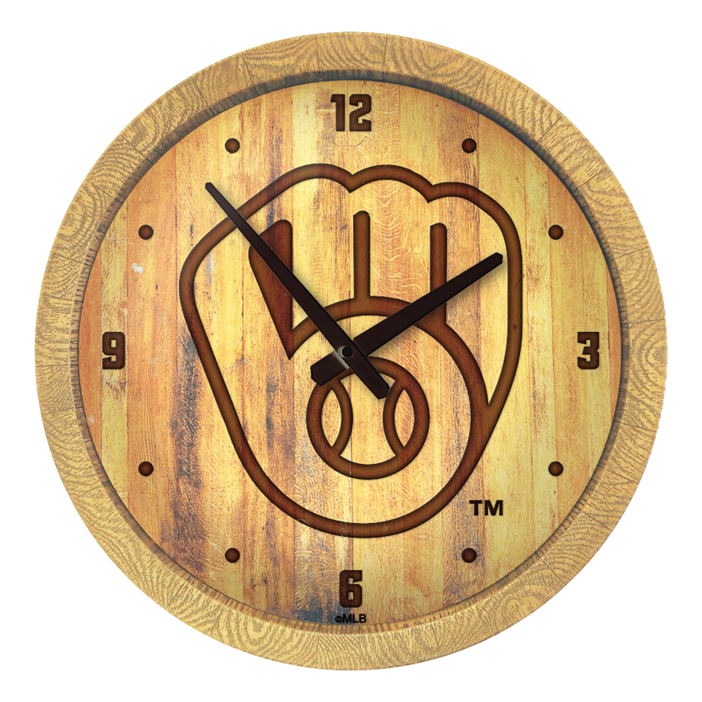 Milwaukee Brewers Logo - Branded "Faux" Barrel Top Clock  