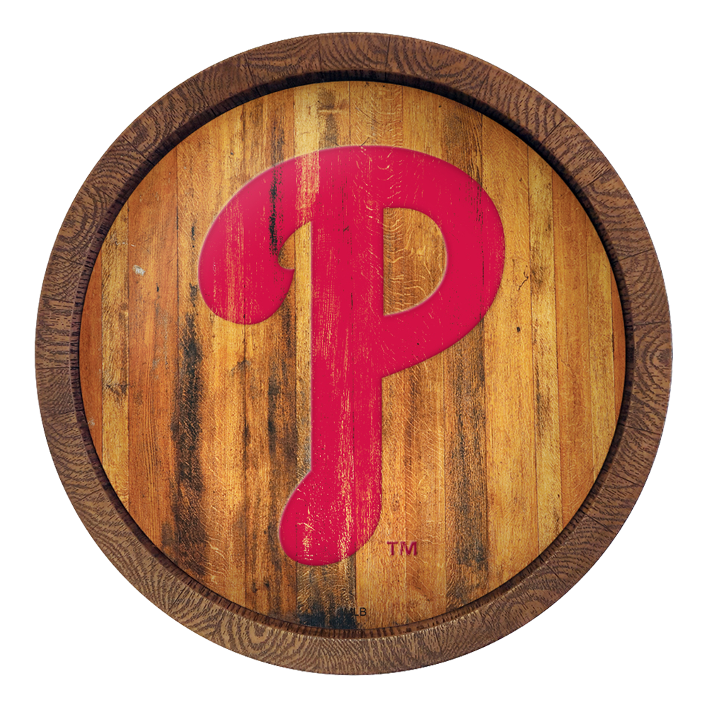 Philadelphia Phillies Logo - Weathered "Faux" Barrel Top Sign  