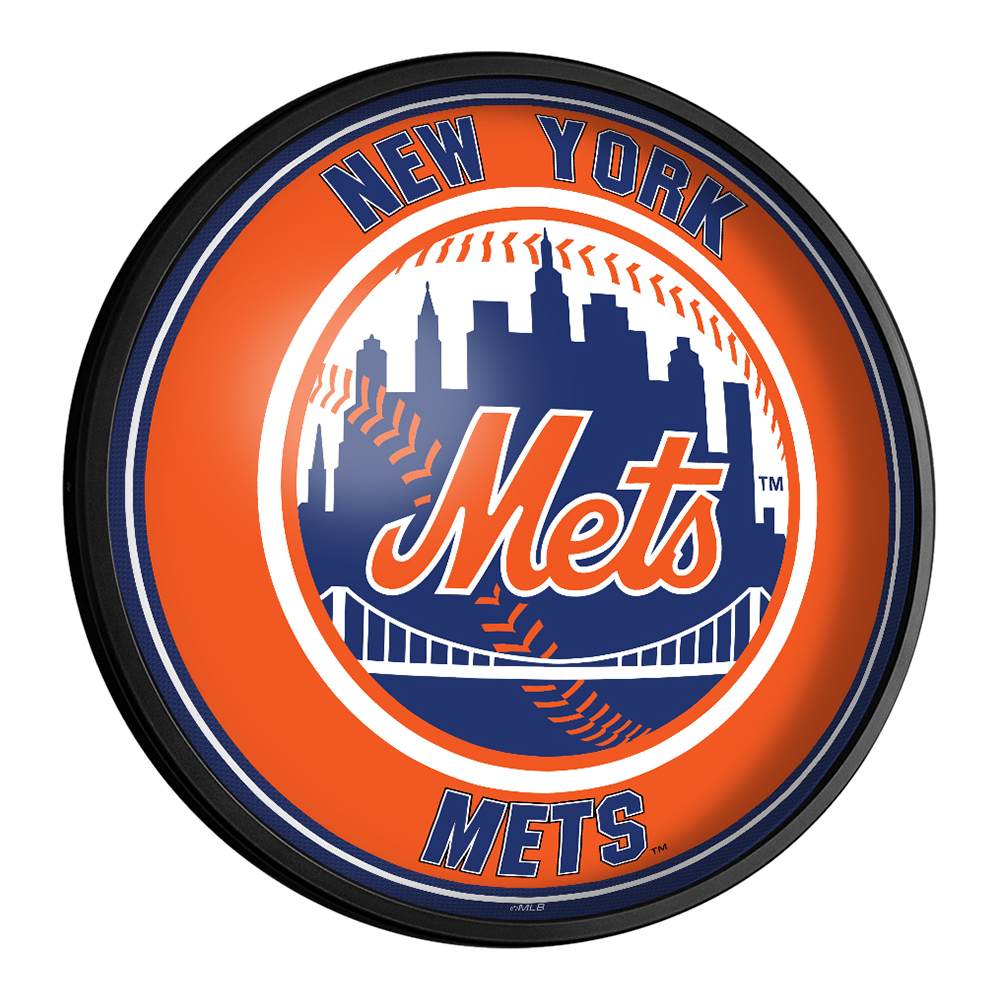 New York Mets Round Slimline Lighted Wall Sign  
