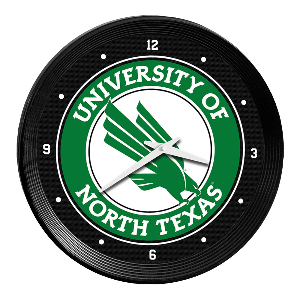 North Texas Mean Green Ribbed Frame Wall Clock