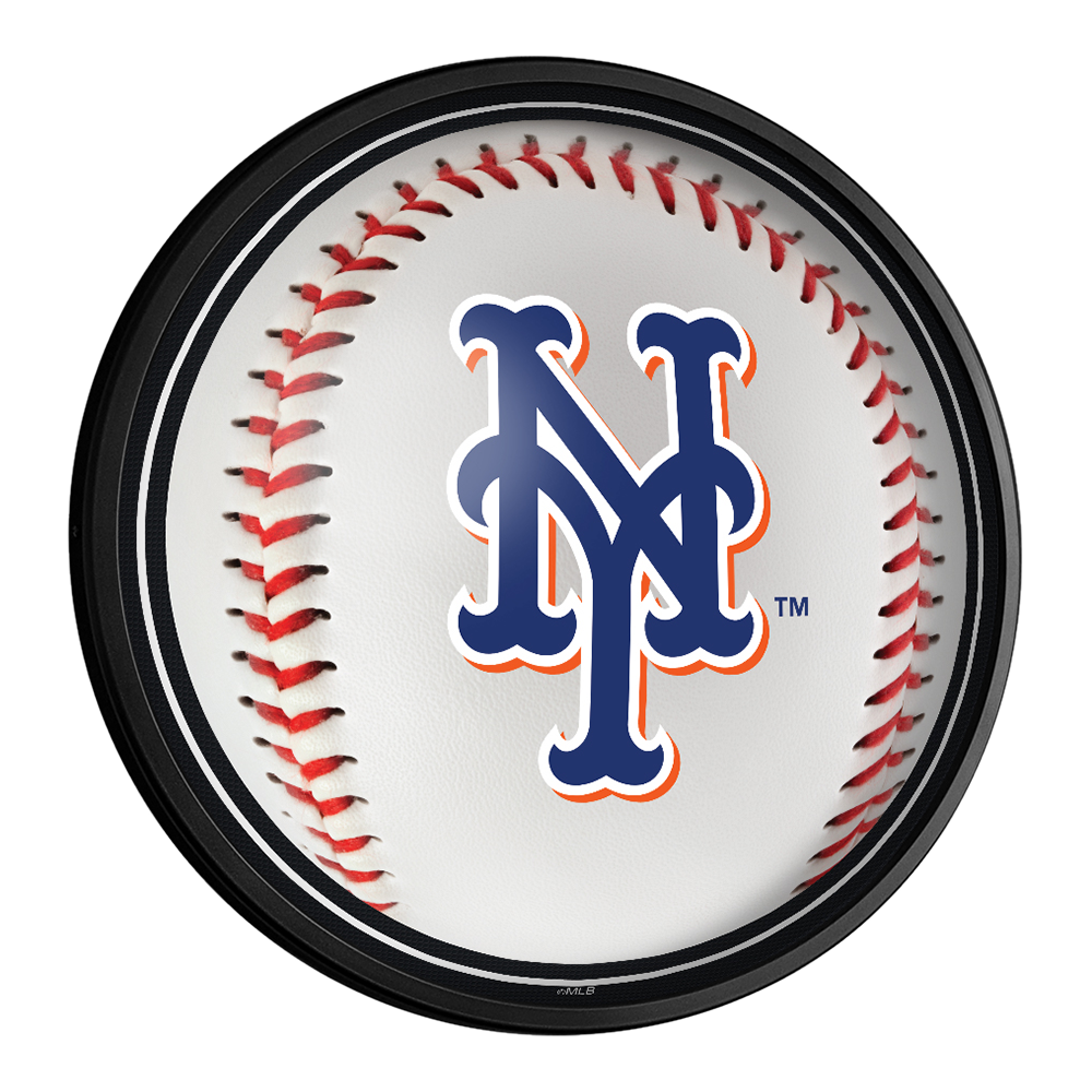 New York Mets Baseball - Round Slimline Lighted Wall Sign  