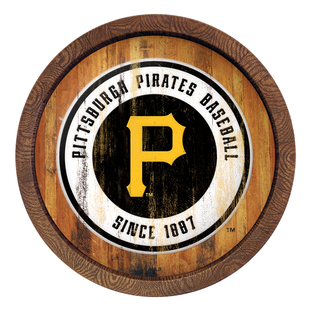 Pittsburgh Pirates Weathered "Faux" Barrel Top Sign  