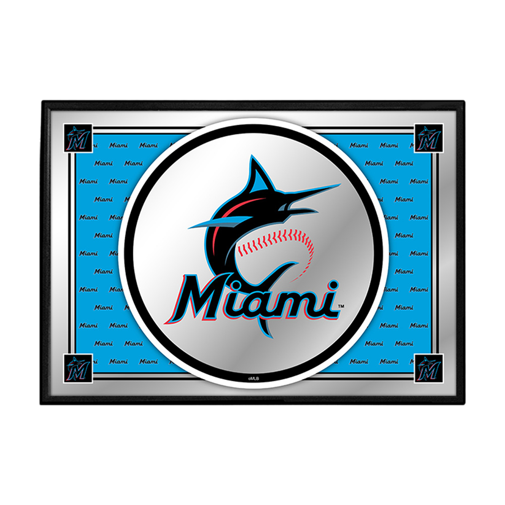 Miami Marlins Team Spirit - Framed Mirrored Wall Sign  