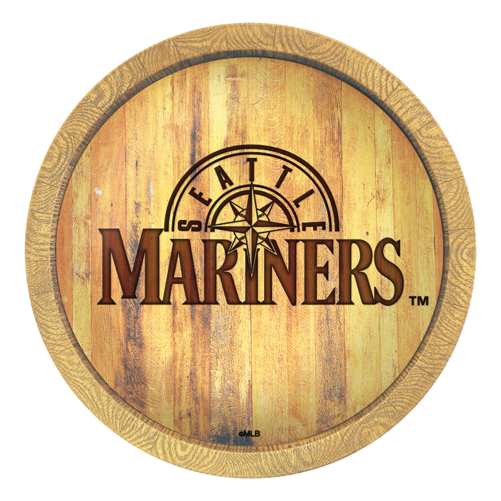 Seattle Mariners: Wordmark - Branded "Faux" Barrel Top Sign   