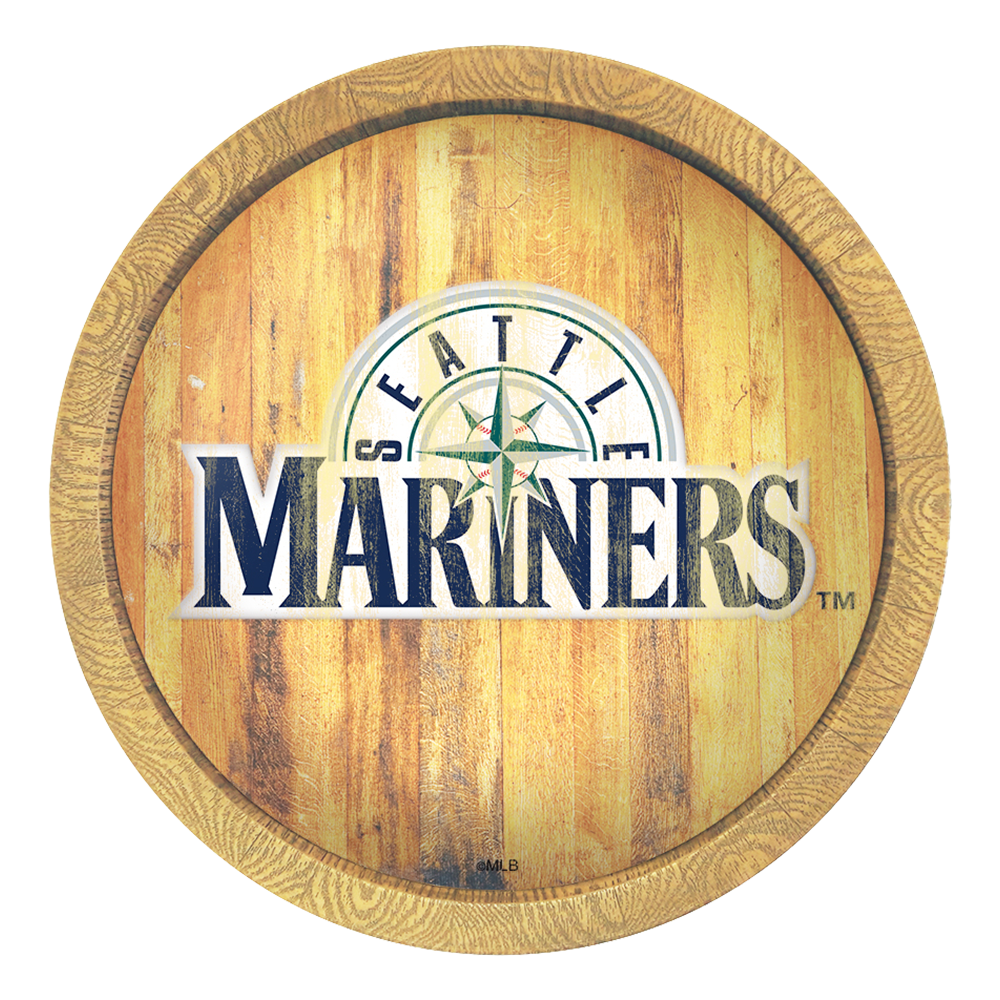 Seattle Mariners: Wordmark - Weathered "Faux" Barrel Top Sign   