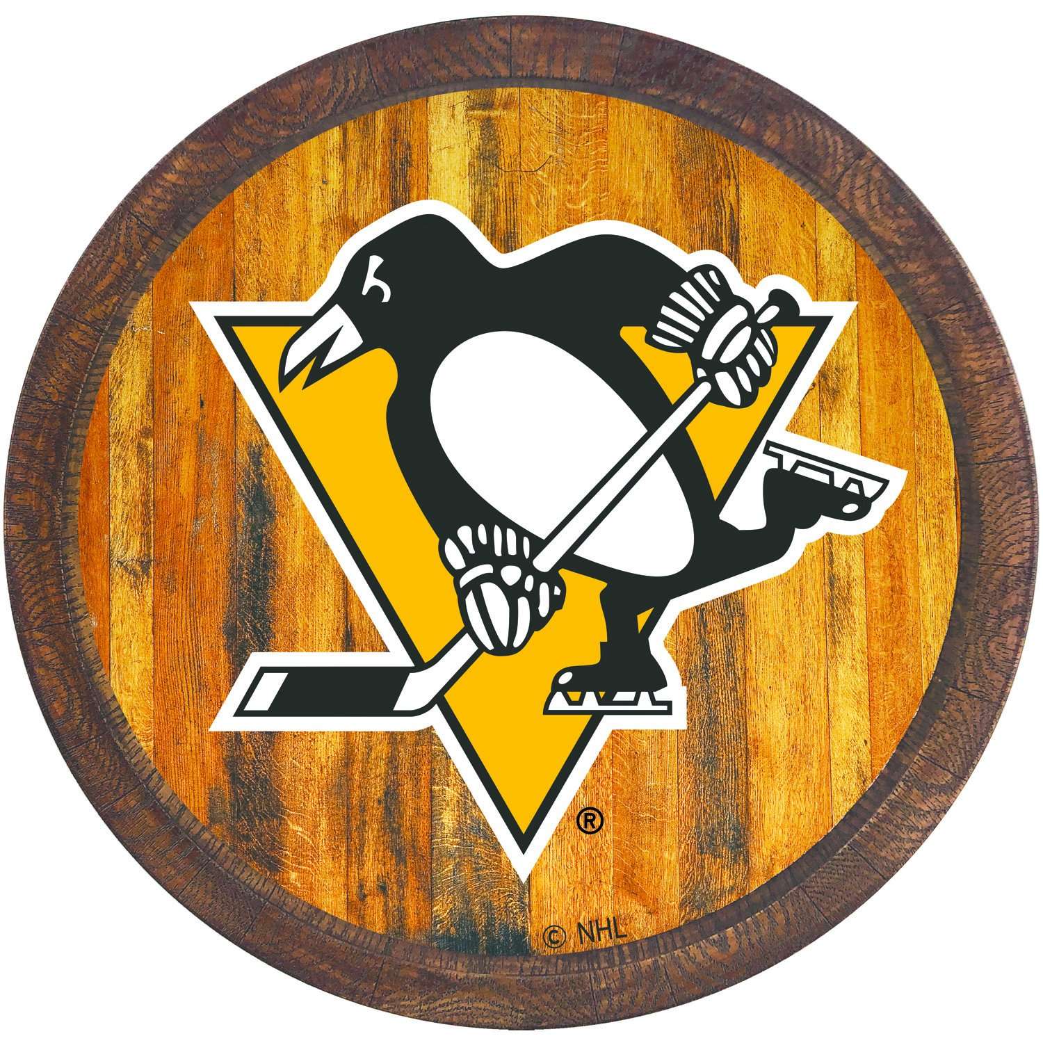 Pittsburgh Penguins "Faux" Barrel Top Sign  