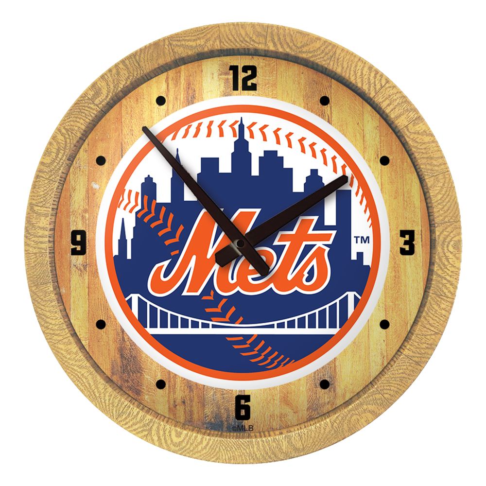 New York Mets "Faux" Barrel Top Clock  